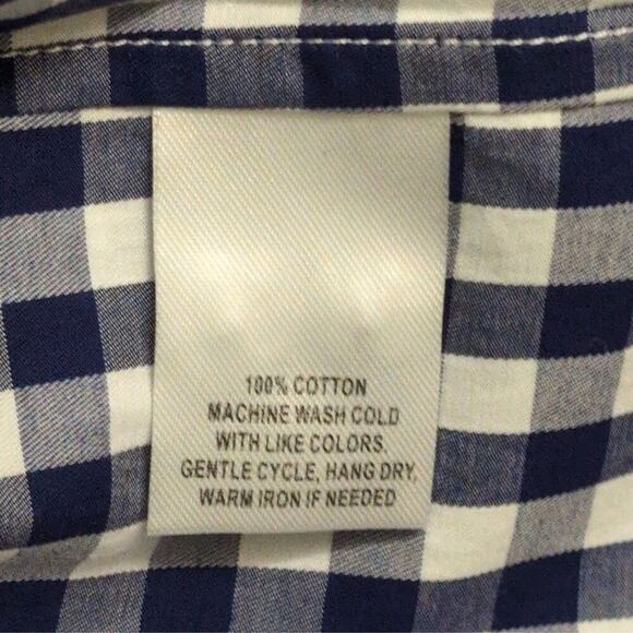 NWT UNTUCKIT Belleza Navy Gingham Button Down Regular Fit Long Sleeve Shirt 16 - Picture 7 of 10